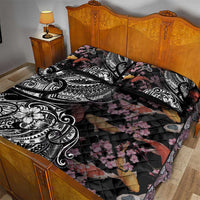 Hawaiian and Japanese Together Quilt Bed Set Polynesian Triball Tattoo Koi Carps and Sakura LT03 - Polynesian Pride