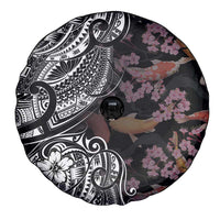 Hawaiian and Japanese Together Spare Tire Cover Polynesian Triball Tattoo Koi Carps and Sakura LT03 - Polynesian Pride