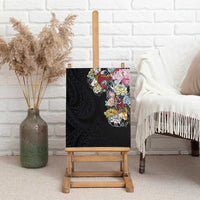Hawaiian and Japanese Together Canvas Wall Art Colorful Traditional Japanese Tattoo and Kakau Pattern Black Color LT03 - Polynesian Pride