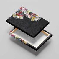 Hawaiian and Japanese Together Canvas Wall Art Colorful Traditional Japanese Tattoo and Kakau Pattern Black Color LT03 - Polynesian Pride