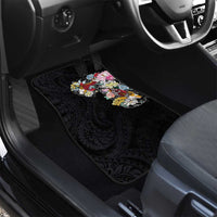 Hawaiian and Japanese Together Car Mats Colorful Traditional Japanese Tattoo and Kakau Pattern Black Color LT03 - Polynesian Pride