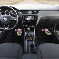 Hawaiian and Japanese Together Car Mats Colorful Traditional Japanese Tattoo and Kakau Pattern Black Color LT03 Set 2pcs - Front Black - Polynesian Pride