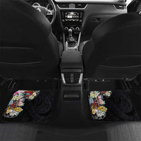 Hawaiian and Japanese Together Car Mats Colorful Traditional Japanese Tattoo and Kakau Pattern Black Color LT03 Set 2pcs - Back Black - Polynesian Pride