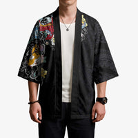 Hawaiian and Japanese Together Kimono Colorful Traditional Japanese Tattoo and Kakau Pattern Black Color LT03 - Polynesian Pride