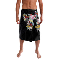 Hawaiian and Japanese Together Lavalava Colorful Traditional Japanese Tattoo and Kakau Pattern Black Color LT03 Black - Polynesian Pride