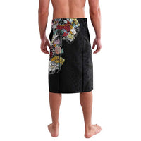 Hawaiian and Japanese Together Lavalava Colorful Traditional Japanese Tattoo and Kakau Pattern Black Color LT03 - Polynesian Pride