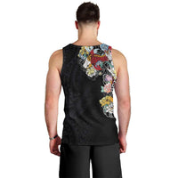 Hawaiian and Japanese Together Men Tank Top Colorful Traditional Japanese Tattoo and Kakau Pattern Black Color LT03 - Polynesian Pride