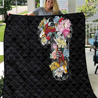 Hawaiian and Japanese Together Quilt Colorful Traditional Japanese Tattoo and Kakau Pattern Black Color LT03 Black - Polynesian Pride