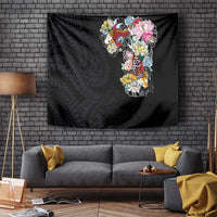 Hawaiian and Japanese Together Tapestry Colorful Traditional Japanese Tattoo and Kakau Pattern Black Color LT03 - Polynesian Pride