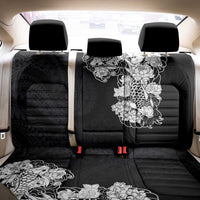 Hawaiian and Japanese Together Back Car Seat Cover Japanese Koi Fish Tattoo and Kakau Pattern Black Color LT03 - Polynesian Pride