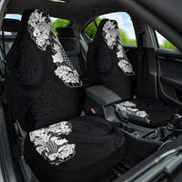 Hawaiian and Japanese Together Car Seat Cover Japanese Koi Fish Tattoo and Kakau Pattern Black Color LT03 One Size Black - Polynesian Pride
