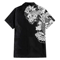Hawaiian and Japanese Together Hawaiian Shirt Japanese Koi Fish Tattoo and Kakau Pattern Black Color LT03 - Polynesian Pride