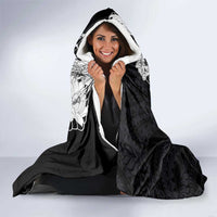 Hawaiian and Japanese Together Hooded Blanket Japanese Koi Fish Tattoo and Kakau Pattern Black Color LT03 - Polynesian Pride