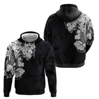 Hawaiian and Japanese Together Hoodie Japanese Koi Fish Tattoo and Kakau Pattern Black Color LT03 - Polynesian Pride