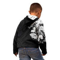 Hawaiian and Japanese Together Kid Hoodie Japanese Koi Fish Tattoo and Kakau Pattern Black Color LT03 - Polynesian Pride