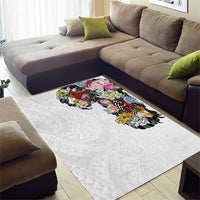 Hawaiian and Japanese Together Area Rug Colorful Traditional Japanese Tattoo and Kakau Pattern White Color LT03 - Polynesian Pride