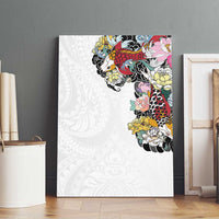 Hawaiian and Japanese Together Canvas Wall Art Colorful Traditional Japanese Tattoo and Kakau Pattern White Color LT03 - Polynesian Pride