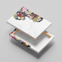 Hawaiian and Japanese Together Canvas Wall Art Colorful Traditional Japanese Tattoo and Kakau Pattern White Color LT03 - Polynesian Pride