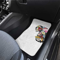 Hawaiian and Japanese Together Car Mats Colorful Traditional Japanese Tattoo and Kakau Pattern White Color LT03 - Polynesian Pride