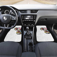 Hawaiian and Japanese Together Car Mats Colorful Traditional Japanese Tattoo and Kakau Pattern White Color LT03 Set 2pcs - Front White - Polynesian Pride