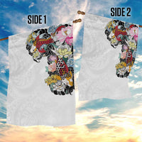 Hawaiian and Japanese Together Garden Flag Colorful Traditional Japanese Tattoo and Kakau Pattern White Color LT03 - Polynesian Pride