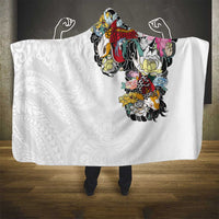 Hawaiian and Japanese Together Hooded Blanket Colorful Traditional Japanese Tattoo and Kakau Pattern White Color LT03 - Polynesian Pride