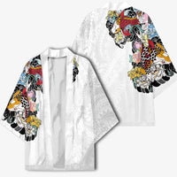 Hawaiian and Japanese Together Kimono Colorful Traditional Japanese Tattoo and Kakau Pattern White Color LT03 - Polynesian Pride
