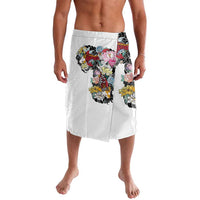 Hawaiian and Japanese Together Lavalava Colorful Traditional Japanese Tattoo and Kakau Pattern White Color LT03 White - Polynesian Pride