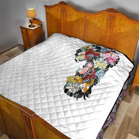 Hawaiian and Japanese Together Quilt Colorful Traditional Japanese Tattoo and Kakau Pattern White Color LT03 - Polynesian Pride