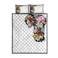 Hawaiian and Japanese Together Quilt Bed Set Colorful Traditional Japanese Tattoo and Kakau Pattern White Color LT03 - Polynesian Pride
