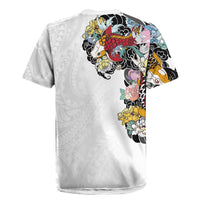 Hawaiian and Japanese Together Rugby Jersey Colorful Traditional Japanese Tattoo and Kakau Pattern White Color LT03 - Polynesian Pride