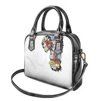 Hawaiian and Japanese Together Shoulder Handbag Colorful Traditional Japanese Tattoo and Kakau Pattern White Color LT03 - Polynesian Pride