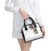 Hawaiian and Japanese Together Shoulder Handbag Colorful Traditional Japanese Tattoo and Kakau Pattern White Color LT03 - Polynesian Pride