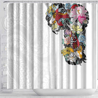 Hawaiian and Japanese Together Shower Curtain Colorful Traditional Japanese Tattoo and Kakau Pattern White Color LT03 - Polynesian Pride