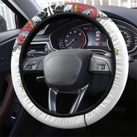 Hawaiian and Japanese Together Steering Wheel Cover Colorful Traditional Japanese Tattoo and Kakau Pattern White Color LT03 - Polynesian Pride