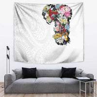 Hawaiian and Japanese Together Tapestry Colorful Traditional Japanese Tattoo and Kakau Pattern White Color LT03 White - Polynesian Pride