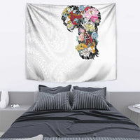 Hawaiian and Japanese Together Tapestry Colorful Traditional Japanese Tattoo and Kakau Pattern White Color LT03 - Polynesian Pride
