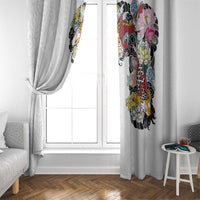 Hawaiian and Japanese Together Window Curtain Colorful Traditional Japanese Tattoo and Kakau Pattern White Color LT03 - Polynesian Pride