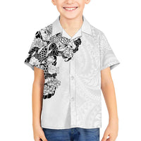 Hawaiian and Japanese Together Hawaiian Shirt Japanese Koi Fish Tattoo and Kakau Pattern White Color LT03 - Polynesian Pride