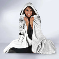 Hawaiian and Japanese Together Hooded Blanket Japanese Koi Fish Tattoo and Kakau Pattern White Color LT03 - Polynesian Pride
