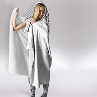 Hawaiian and Japanese Together Hooded Blanket Japanese Koi Fish Tattoo and Kakau Pattern White Color LT03 - Polynesian Pride