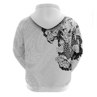 Hawaiian and Japanese Together Hoodie Japanese Koi Fish Tattoo and Kakau Pattern White Color LT03 - Polynesian Pride