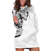 Hawaiian and Japanese Together Hoodie Dress Japanese Koi Fish Tattoo and Kakau Pattern White Color LT03 White - Polynesian Pride