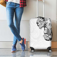 Hawaiian and Japanese Together Luggage Cover Japanese Koi Fish Tattoo and Kakau Pattern White Color LT03 - Polynesian Pride