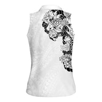 Hawaiian and Japanese Together Women Sleeveless Polo Shirt Japanese Koi Fish Tattoo and Kakau Pattern White Color LT03 - Polynesian Pride