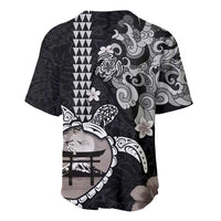 Hawaiian and Japanese Together Baseball Jersey Japanese Culture and Turtle Kakau Tattoo Black Color LT03 - Polynesian Pride