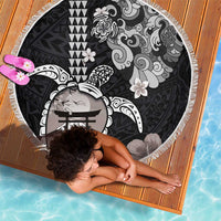 Hawaiian and Japanese Together Beach Blanket Japanese Culture and Turtle Kakau Tattoo Black Color LT03 - Polynesian Pride