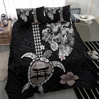 Hawaiian and Japanese Together Bedding Set Japanese Culture and Turtle Kakau Tattoo Black Color LT03 - Polynesian Pride
