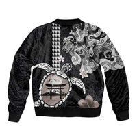 Hawaiian and Japanese Together Bomber Jacket Japanese Culture and Turtle Kakau Tattoo Black Color LT03 - Polynesian Pride