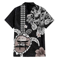 Hawaiian and Japanese Together Family Matching Off Shoulder Maxi Dress and Hawaiian Shirt Japanese Culture and Turtle Kakau Tattoo Black Color LT03 - Polynesian Pride